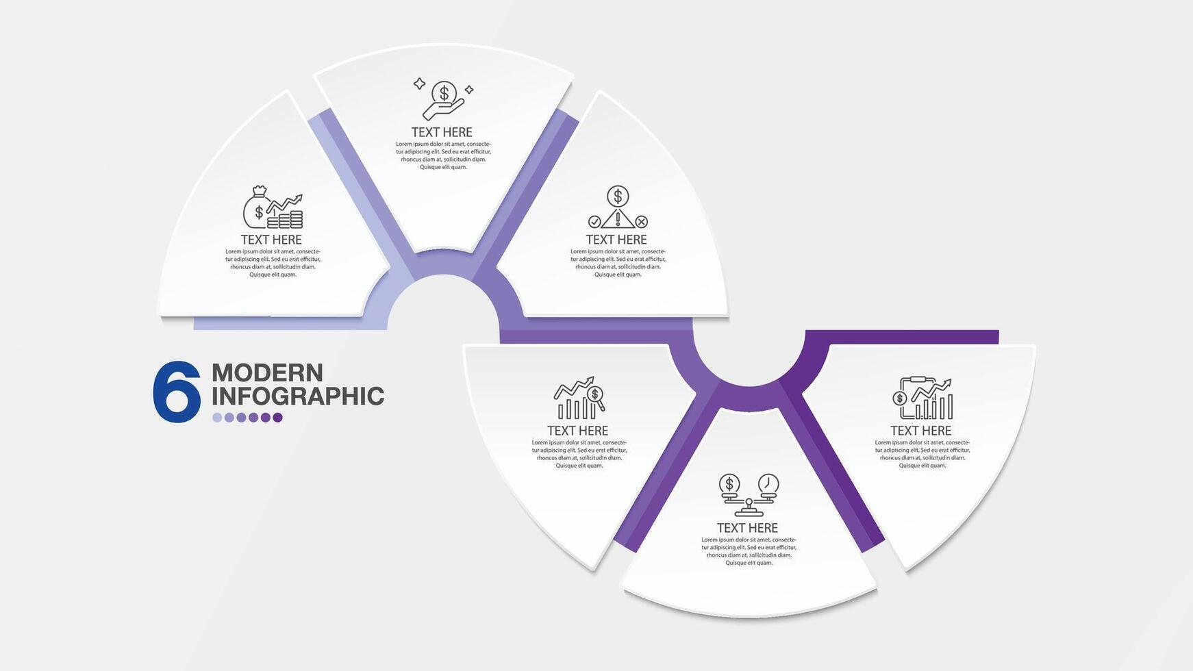 blå tona cirkel infographic med 6 steg, bearbeta eller alternativ. vektor