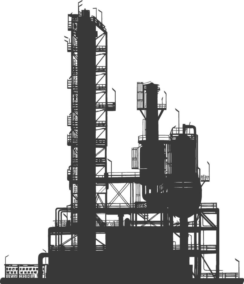 Silhouette industriell Gebäude Fabrik schwarz Farbe nur vektor