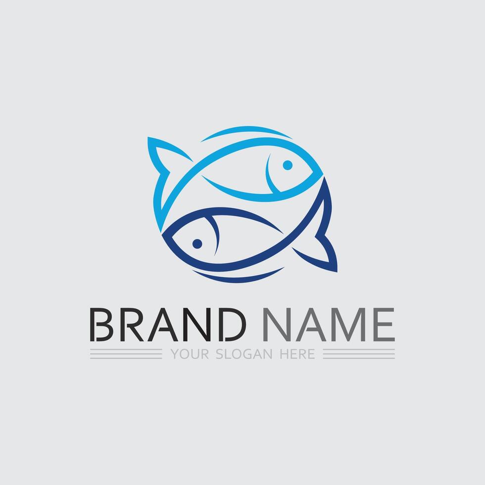 Fisch und Angeln Logo Wasser- Design Tier Illustration vektor