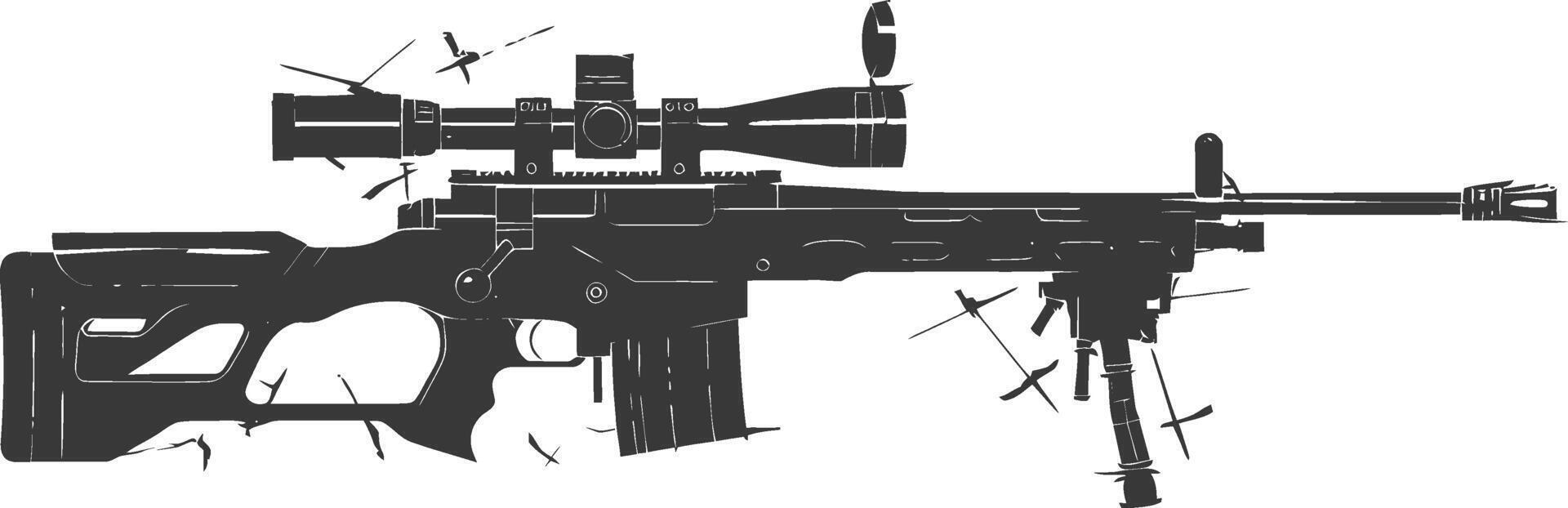 Silhouette Scharfschütze Gewehr Gewehr Militär- Waffe schwarz Farbe nur vektor