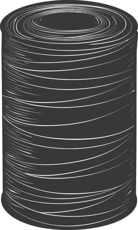 silhuett sömnad tråd rulla svart Färg endast vektor