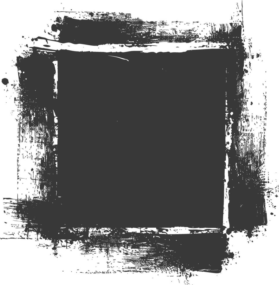 silhuett stencil ram smutsig textur rektangel gräns svart Färg endast vektor