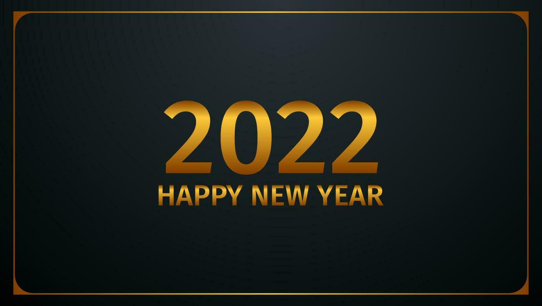 2022 gott nytt år gratulationskort i guld och svart färg vektor