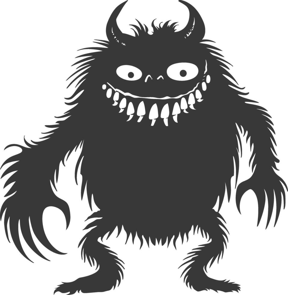 Silhouette komisch Monster- schwarz Farbe nur vektor