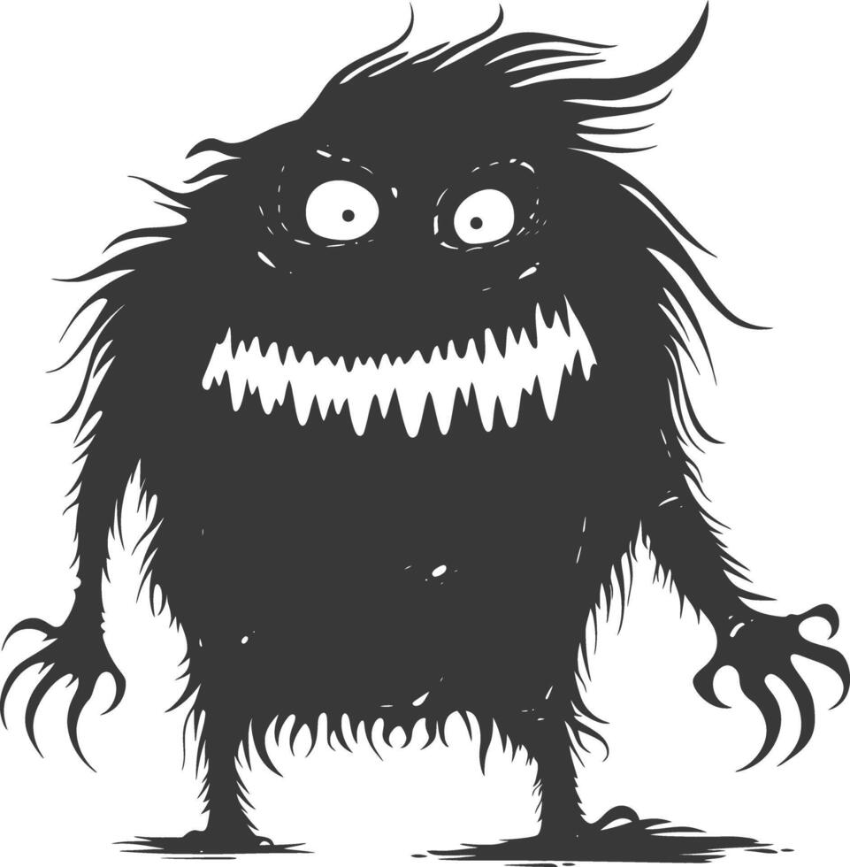 Silhouette komisch Monster- schwarz Farbe nur vektor