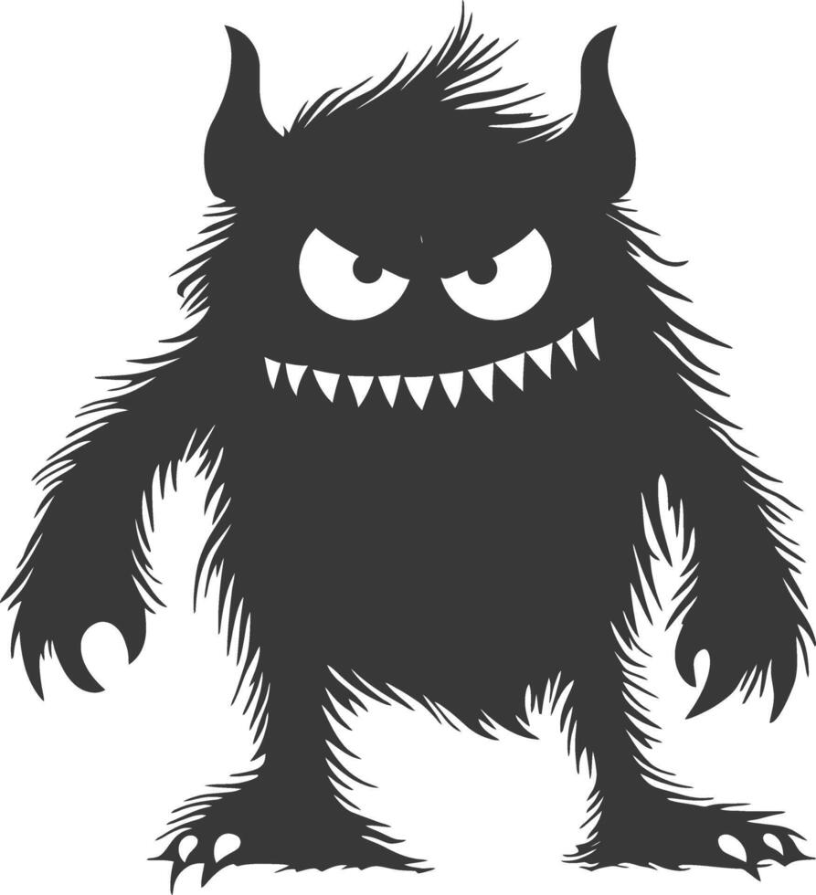 Silhouette komisch Monster- schwarz Farbe nur vektor