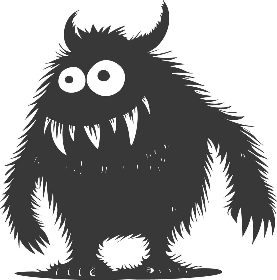 Silhouette komisch Monster- schwarz Farbe nur vektor