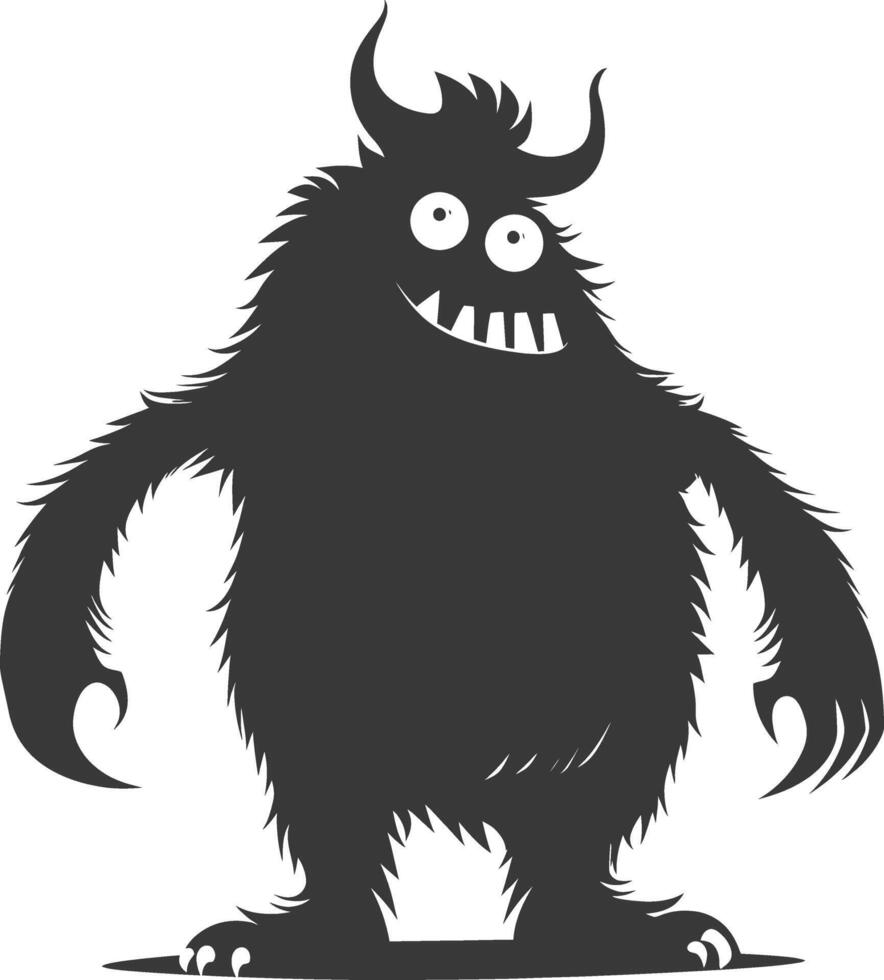 Silhouette komisch Monster- schwarz Farbe nur vektor