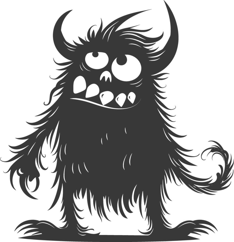 Silhouette komisch Monster- schwarz Farbe nur vektor