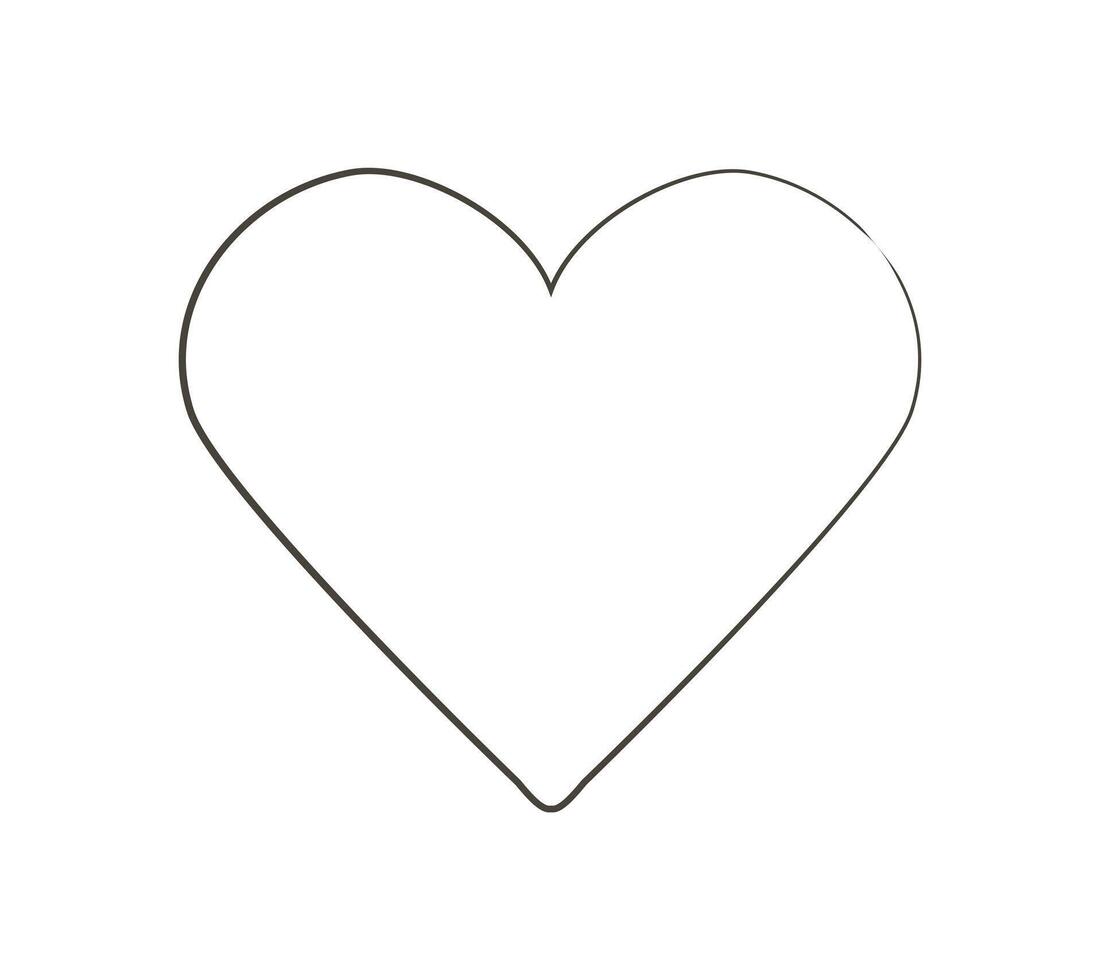 kontur hjärta konst. penna dragen symbol av kärlek. en enkel bild av hjärta form. Amor, passion, tycka om. ett linje. skiss ikon. valentine dag. isolerat element. illustration vektor