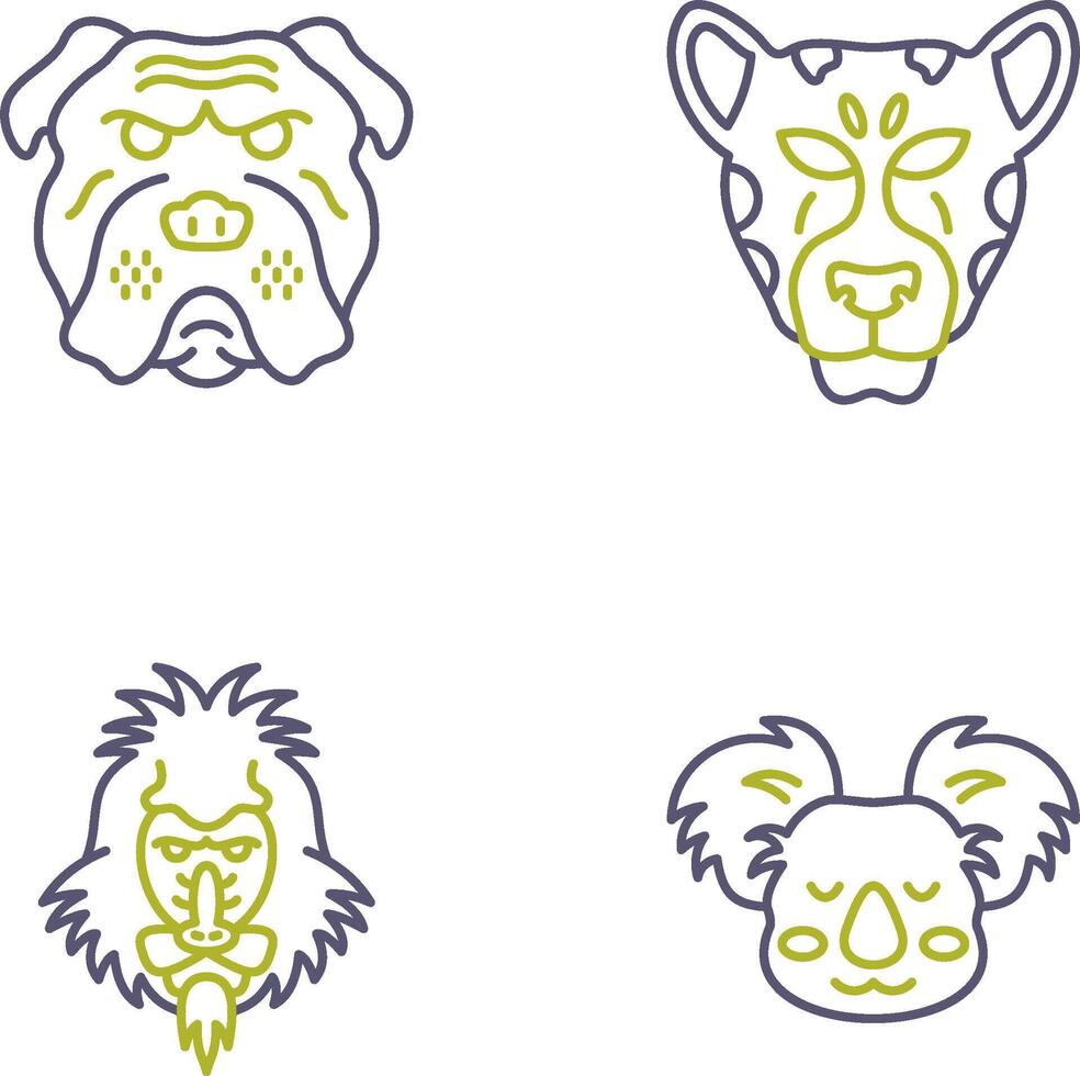 bulldogg och leopard ikon vektor