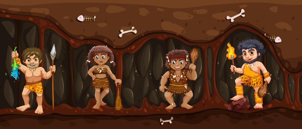 Caveman inuti Dark Cave vektor