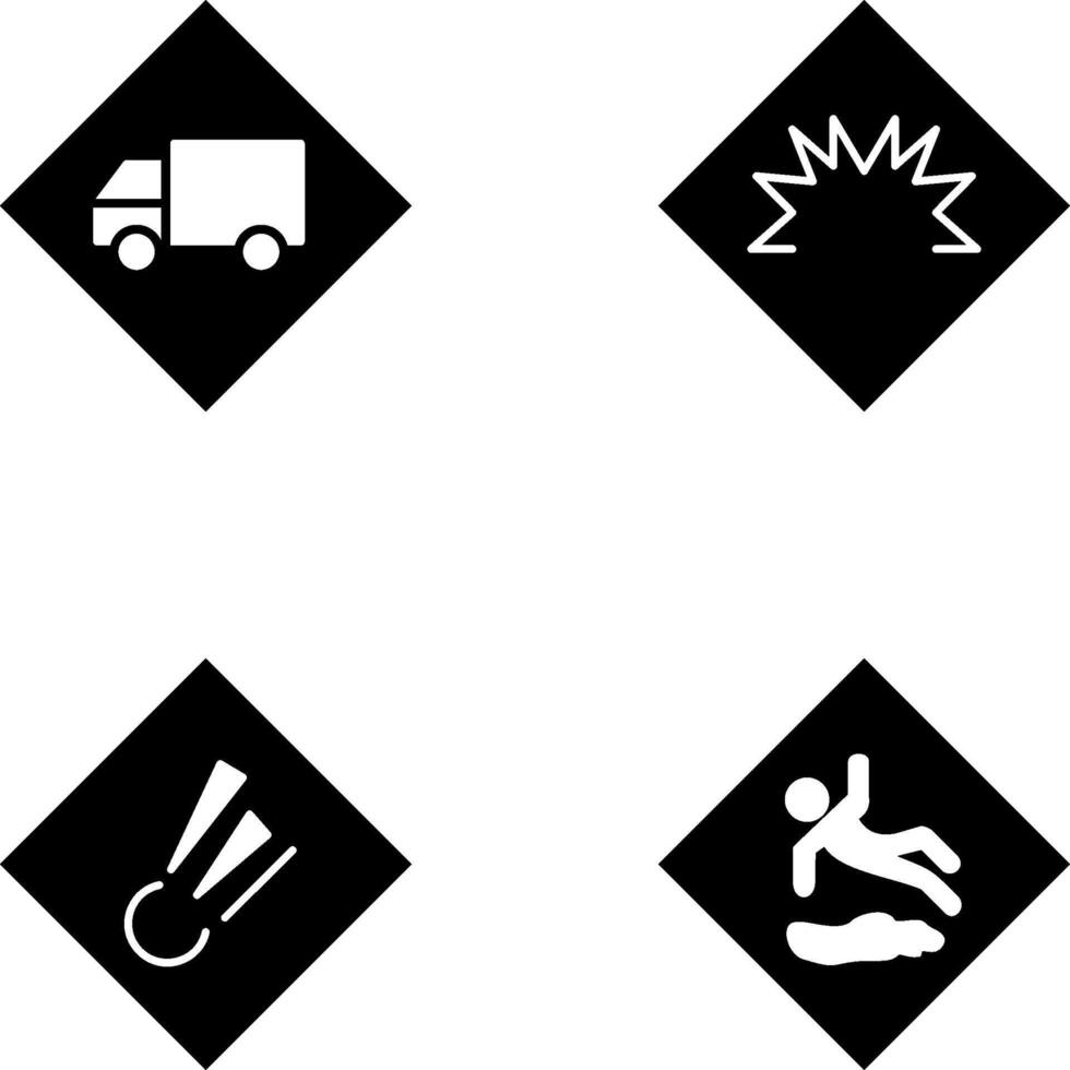 gefährlich Fahrzeug und Achtung von Schweißen Symbol vektor