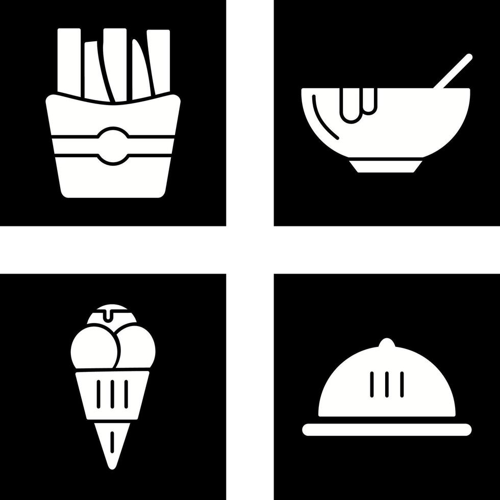 Suppe und Fritten Symbol vektor