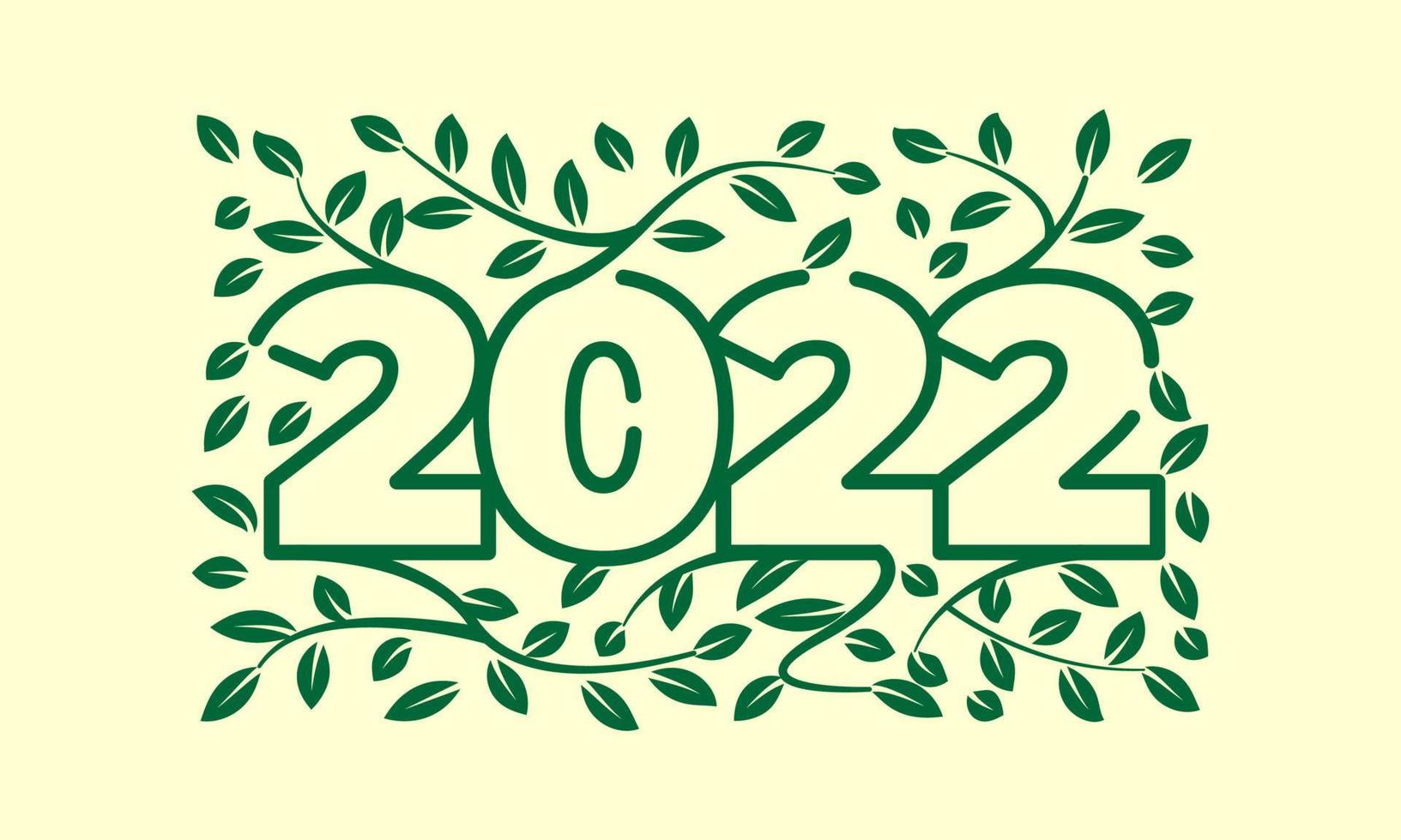 2022 gott nytt år linjer grönt blad vektor