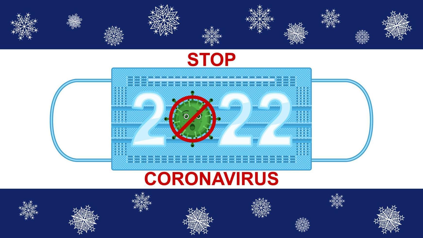 stoppa coronavirus 2022 på medicinsk mask vektor