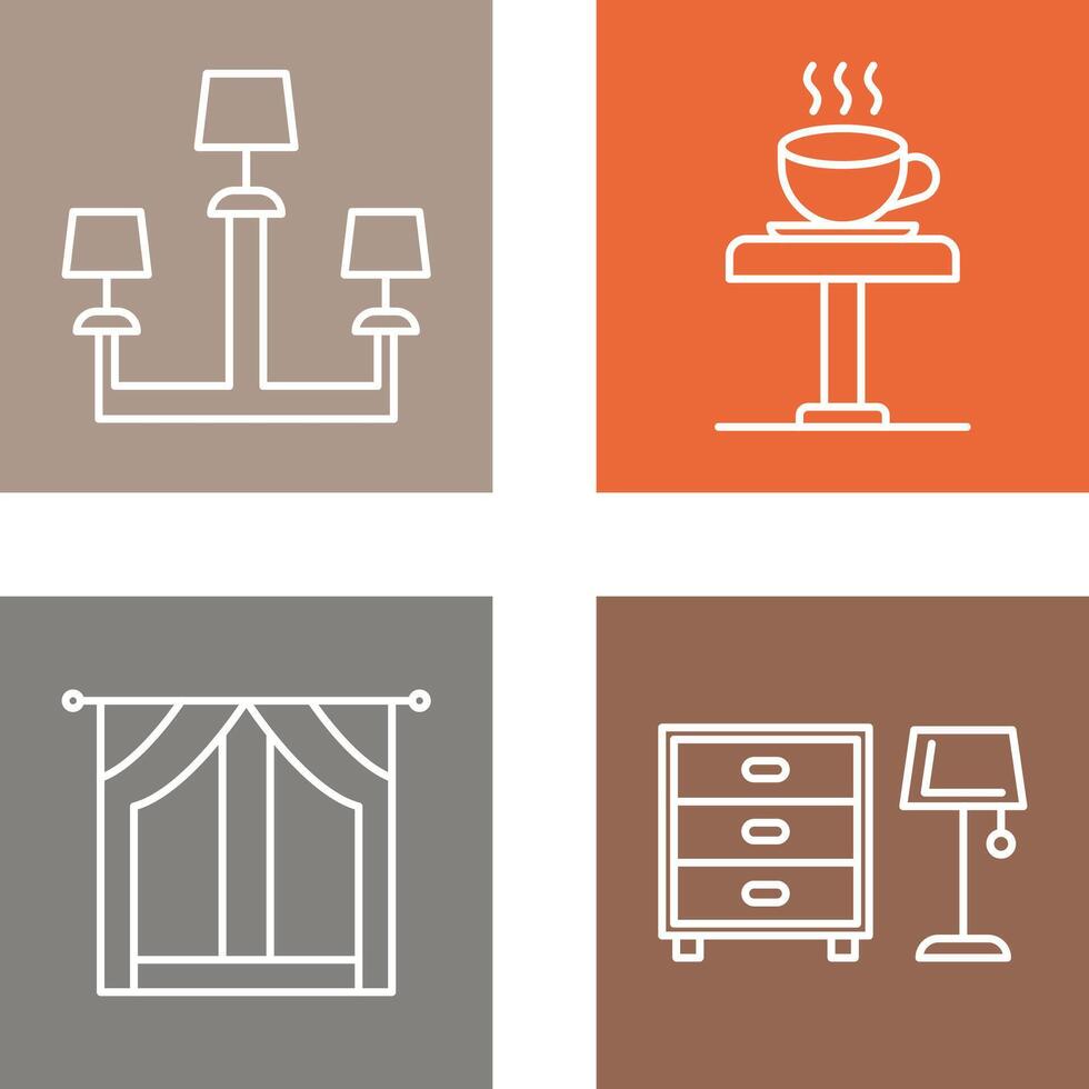 Lampe und Kaffee Tabelle Symbol vektor