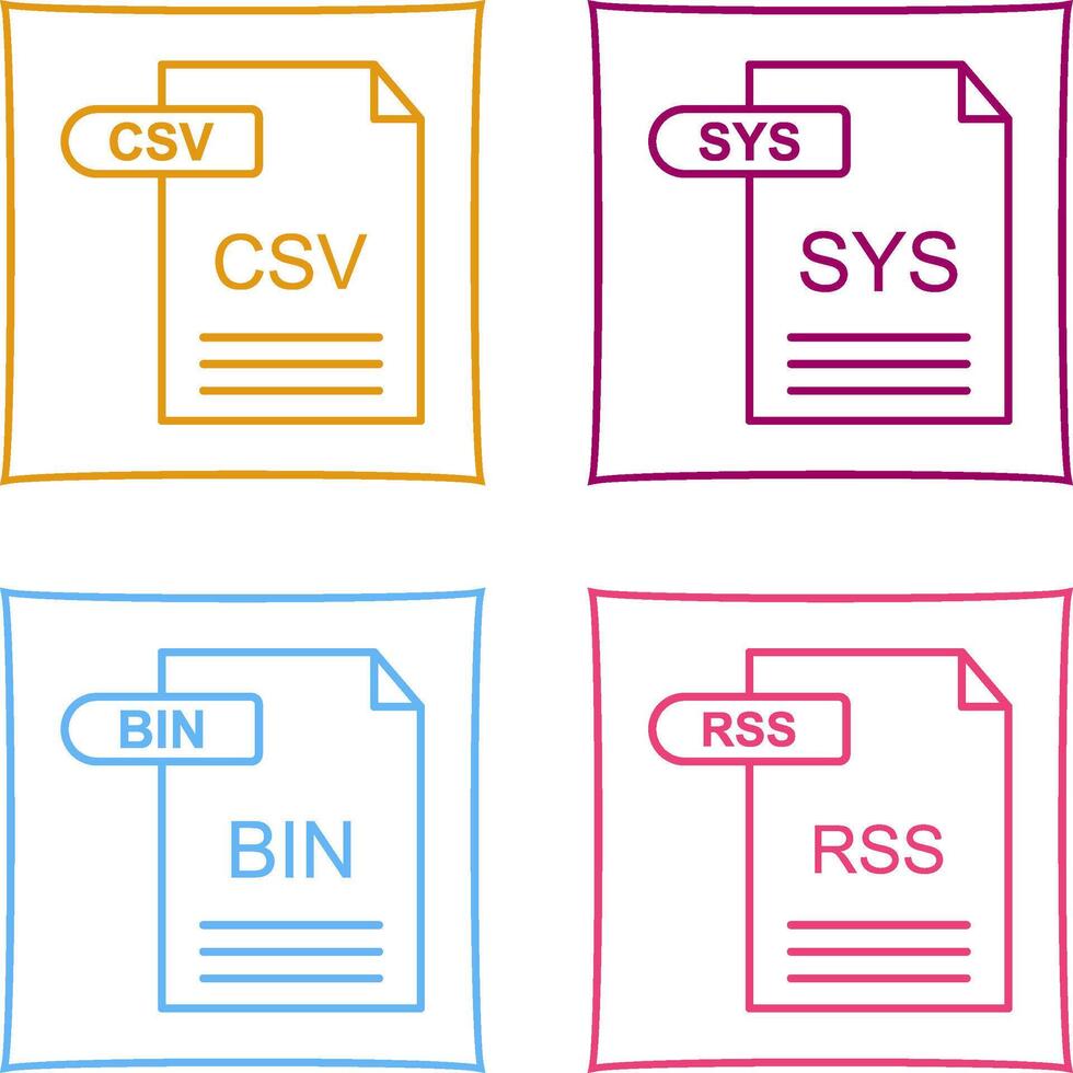 csv och sys ikon vektor