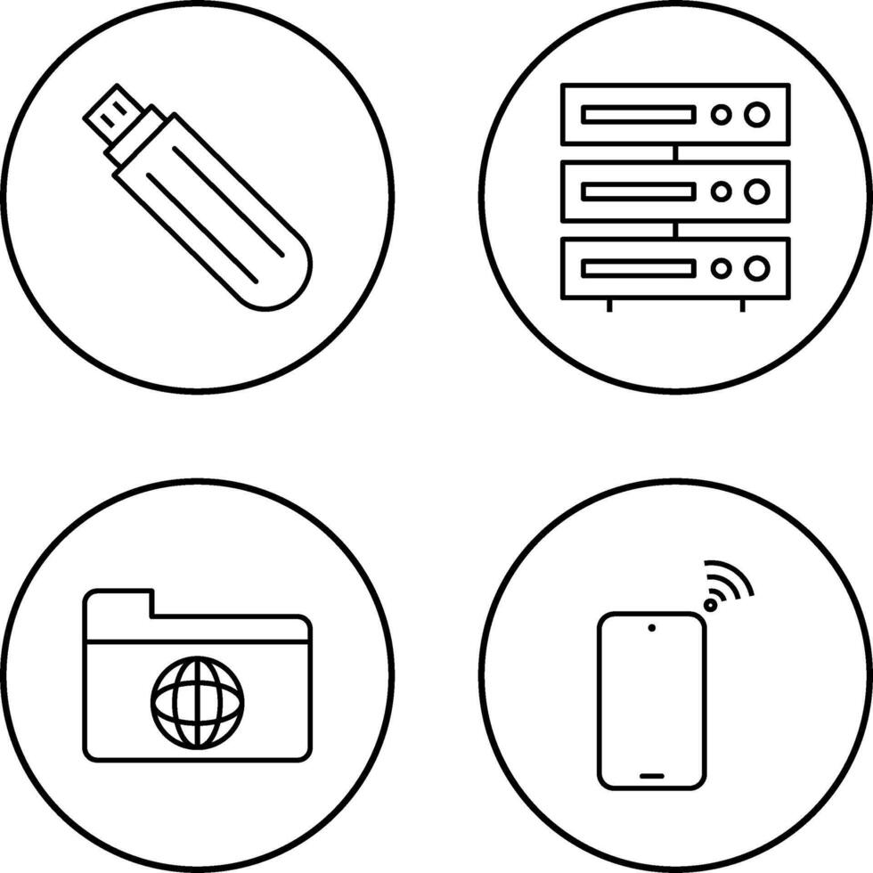 USB Fahrt und Server Symbol vektor