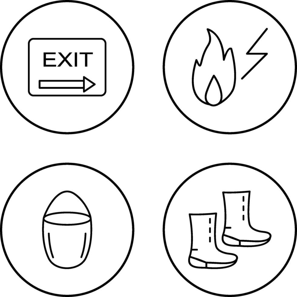 Ausfahrt und Elektrizität Feuer Symbol vektor