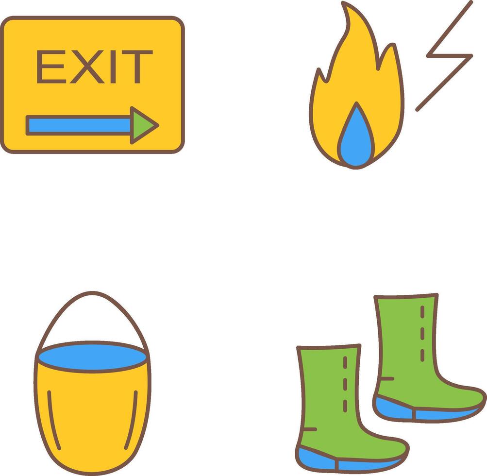 Ausfahrt und Elektrizität Feuer Symbol vektor