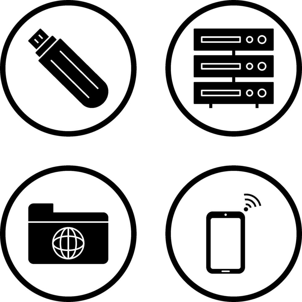 USB Fahrt und Server Symbol vektor