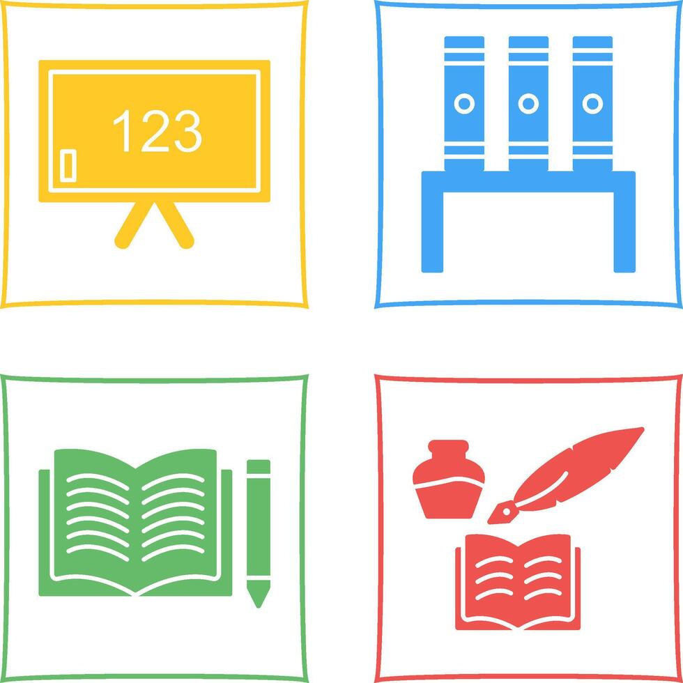 Klassenzimmer Tafel und Bücherstand Symbol vektor