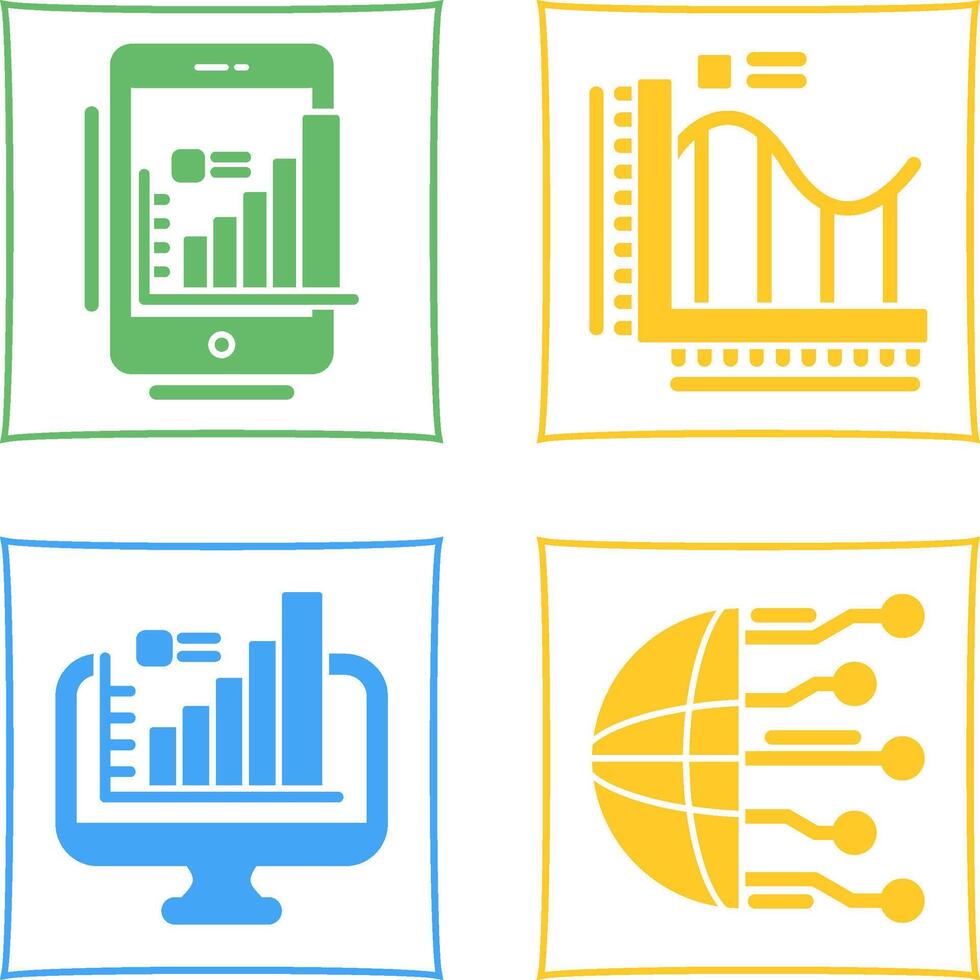 Handy, Mobiltelefon und Bar Diagramm Symbol vektor