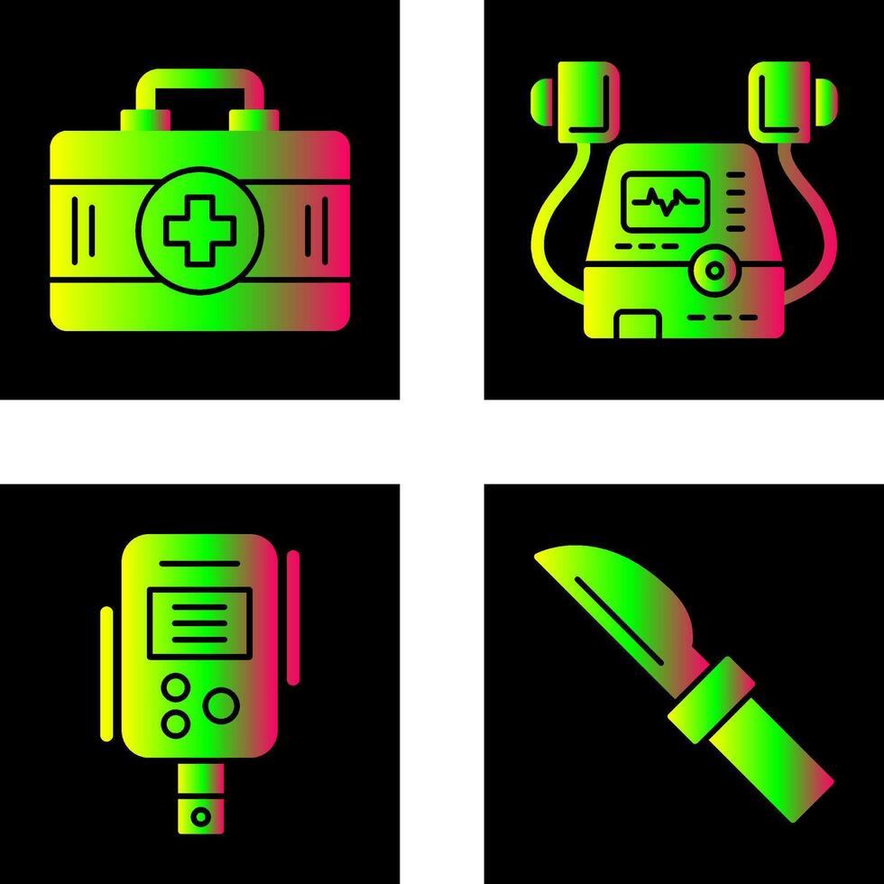 defribillator und zuerst Hilfe Kit Symbol vektor