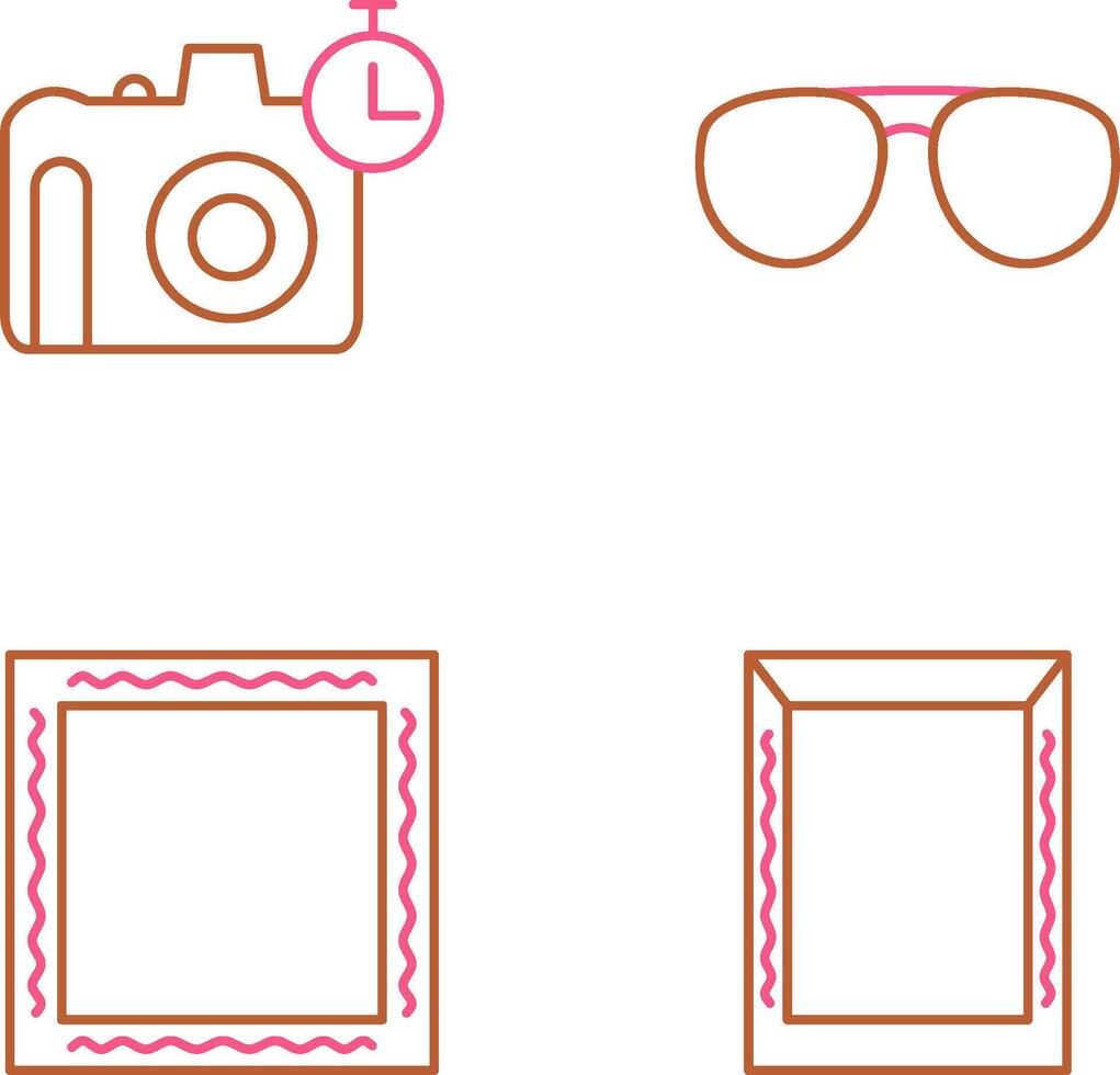 Brille und Timer auf Kamera Symbol vektor
