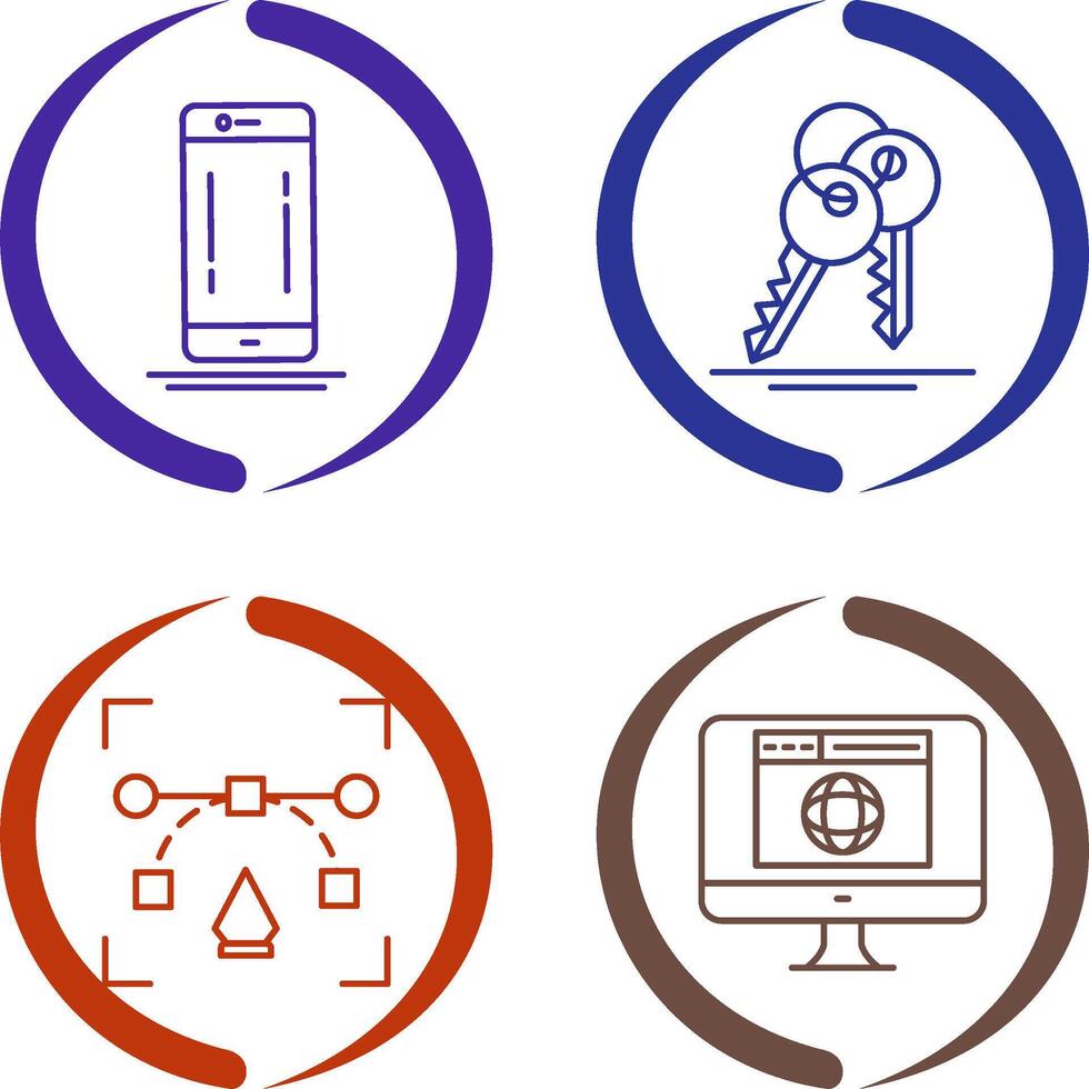 Handy, Mobiltelefon und Schlüssel Symbol vektor