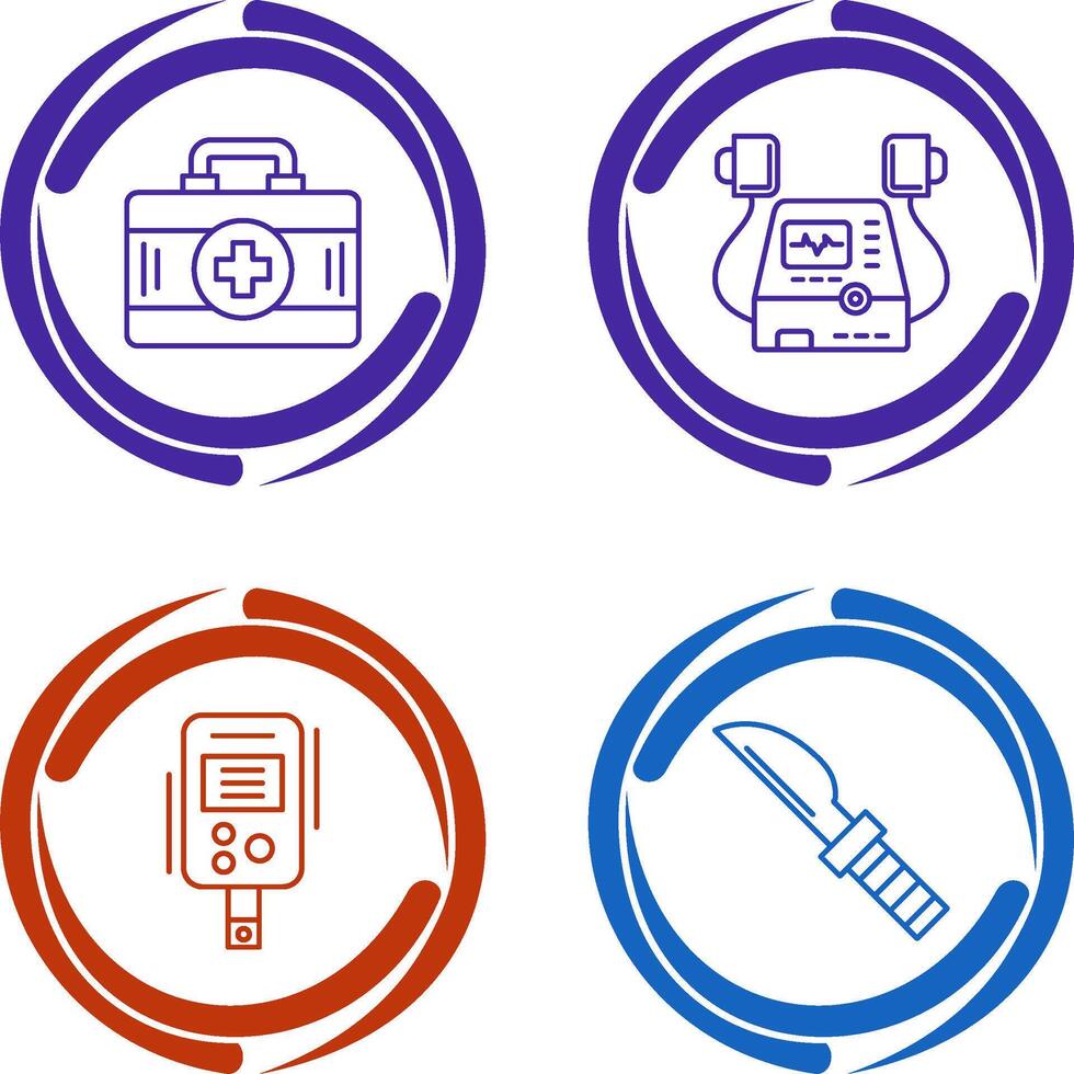 defribillator und zuerst Hilfe Kit Symbol vektor