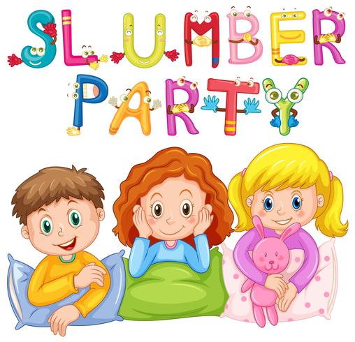 Barn i pyjamas på slumparty vektor