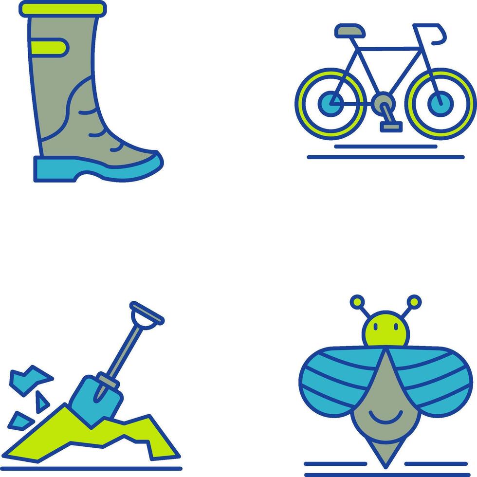 Regen Stiefel und Radfahren Symbol vektor