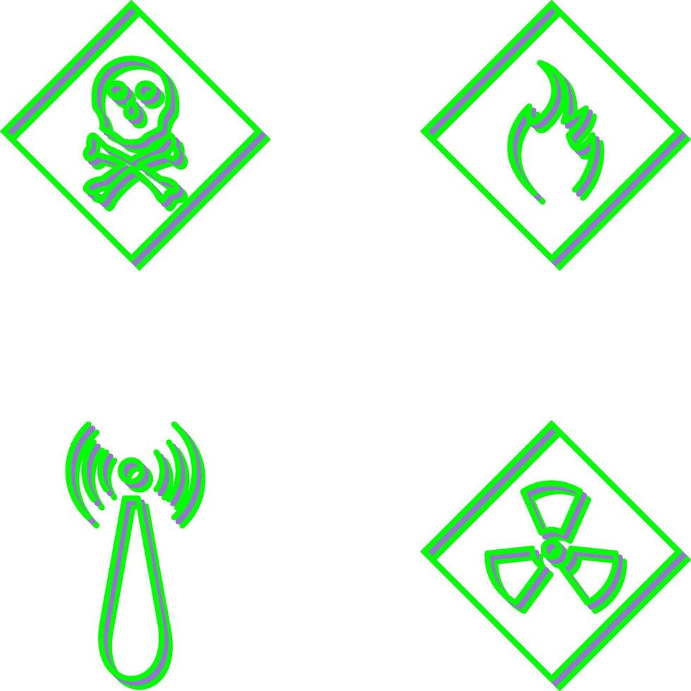 giftig Gas und Achtung von Flamme Symbol vektor