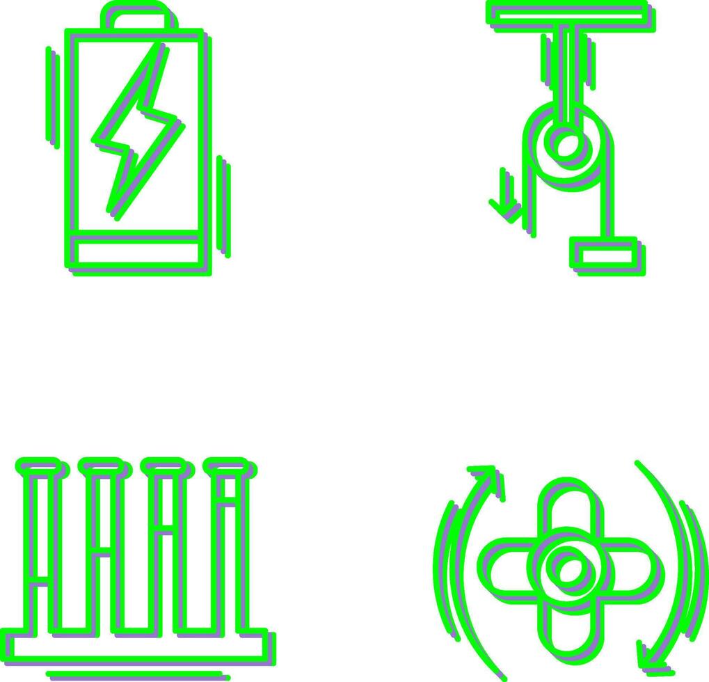 batteri och pully ikon vektor