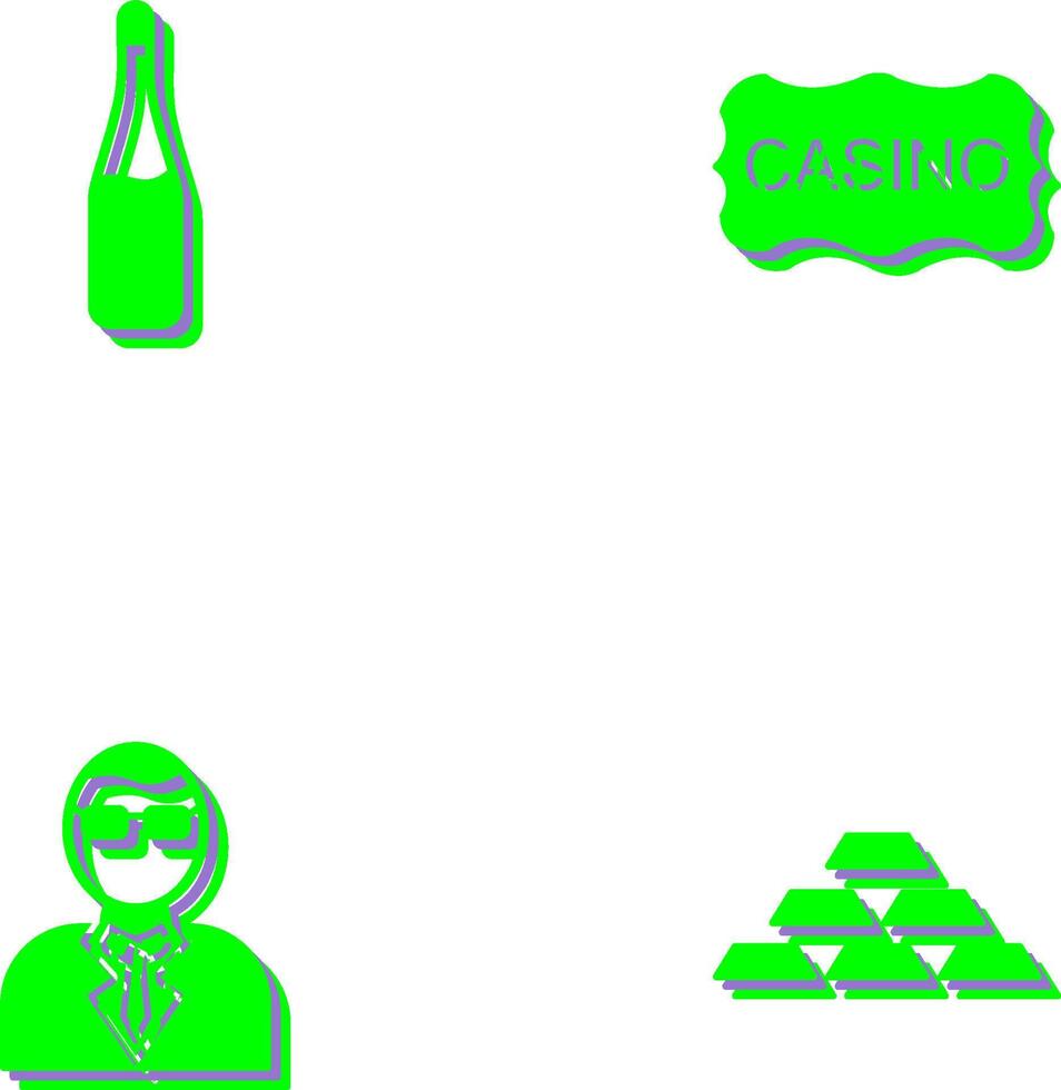 Champagner Flasche und Kasino Zeichen Symbol vektor