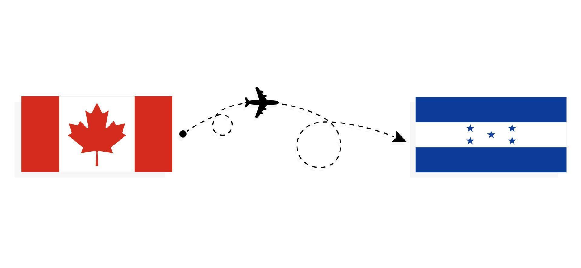 Flug und Reise von Kanada nach Honduras mit dem Reisekonzept für Passagierflugzeuge vektor