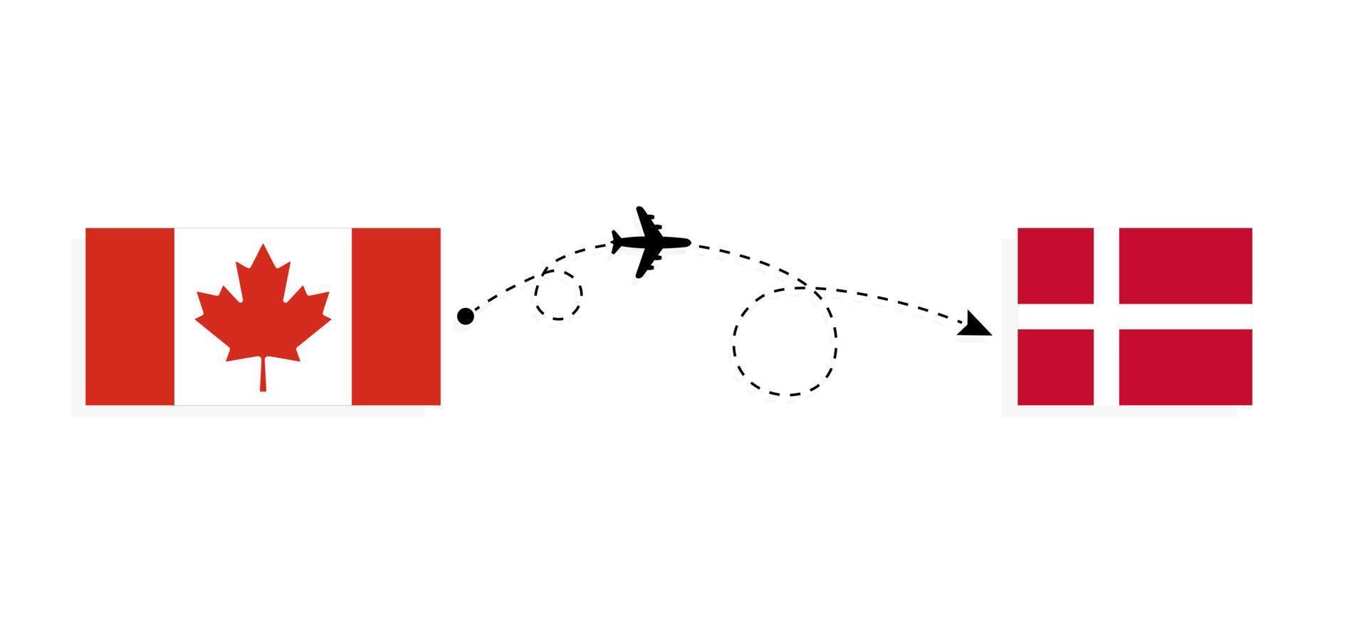 flyg och resor från Kanada till Danmark med passagerarflygplan vektor