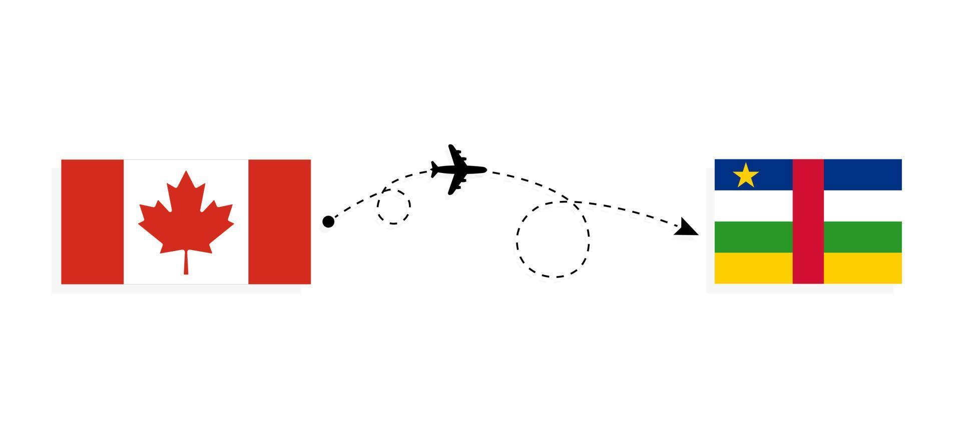 Flug und Reise von Kanada in die Zentralafrikanische Republik mit dem Reisekonzept des Passagierflugzeugs vektor