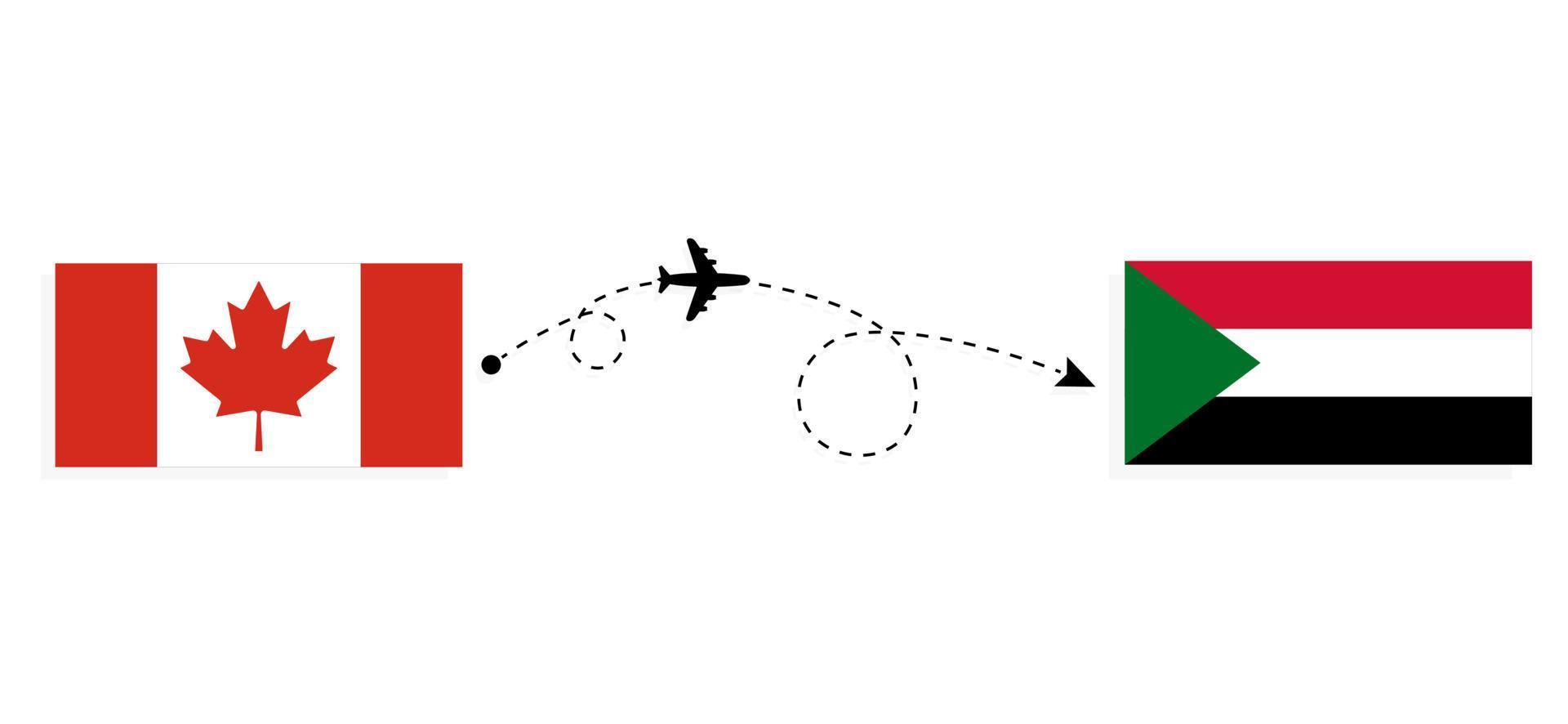 Flug und Reise von Kanada in den Sudan mit dem Reisekonzept des Passagierflugzeugs vektor