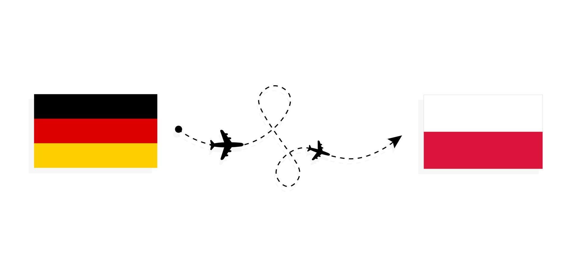 Flug und Reise von Deutschland nach Polen mit dem Reisekonzept des Passagierflugzeugs vektor