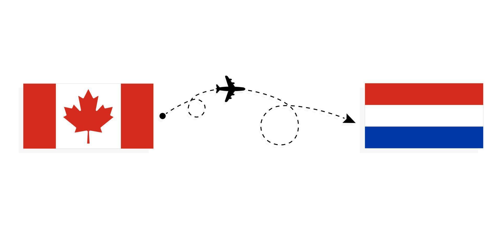 Flug und Reise von Kanada nach Paraguay mit dem Reisekonzept für Passagierflugzeuge vektor