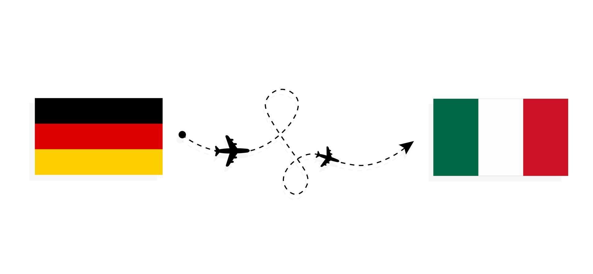 Flug und Reise von Deutschland nach Mexiko mit dem Reisekonzept des Passagierflugzeugs vektor