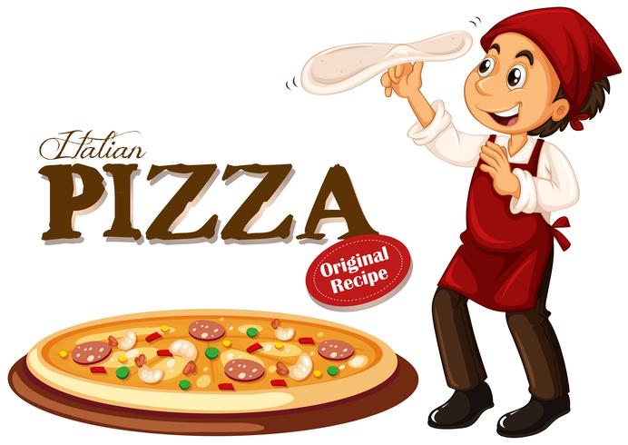 Kock gör italiensk pizza vektor