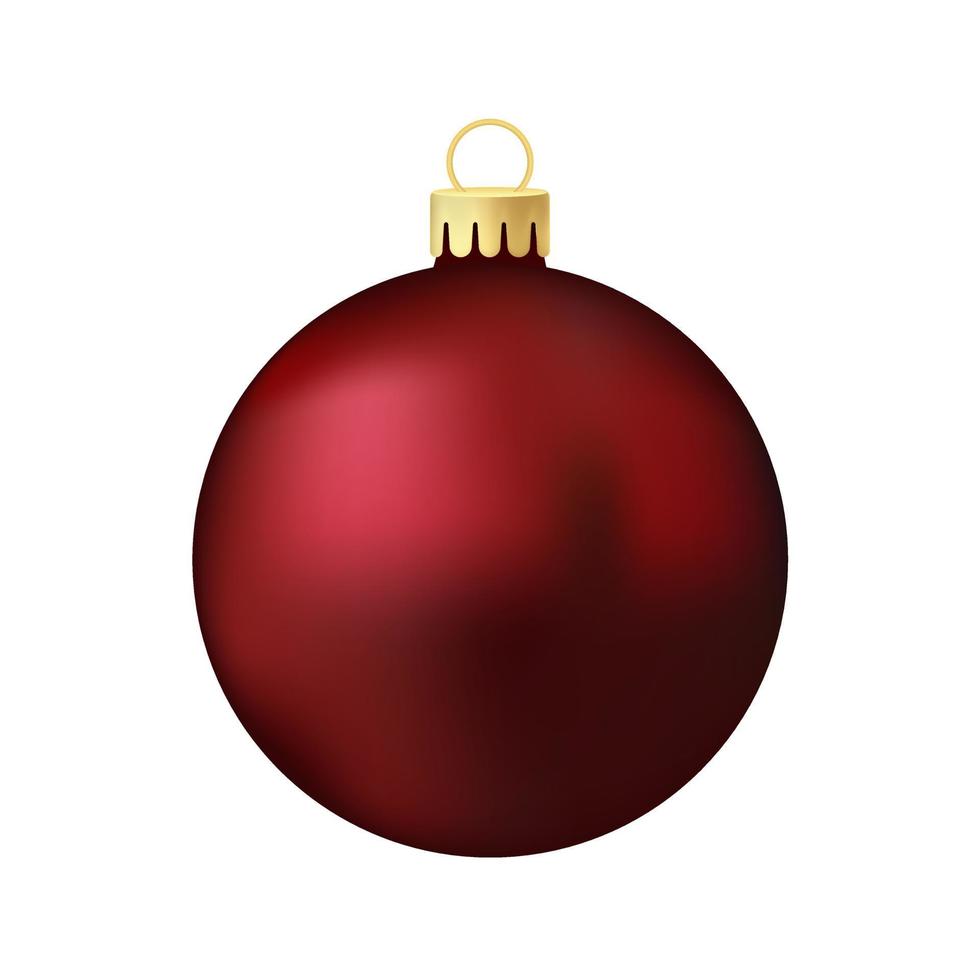 mörkröd julgran leksak eller boll volymetrisk och realistisk färgillustration vektor