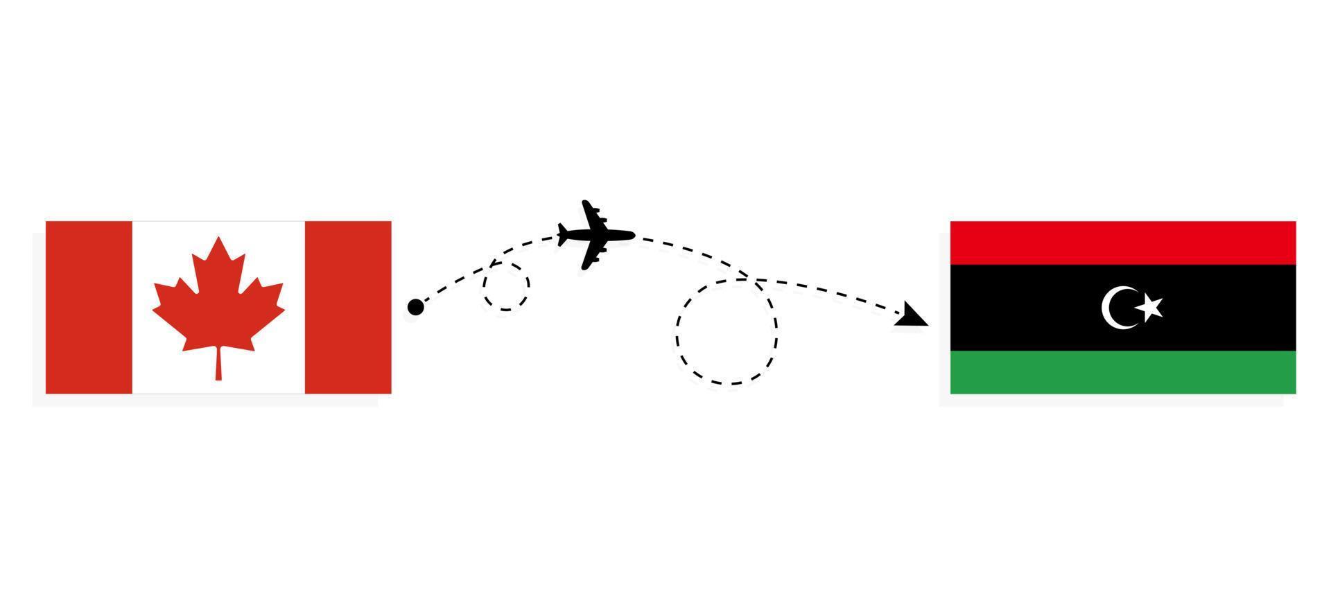 flyg och resor från Kanada till Libyen med resekoncept för passagerarflygplan vektor