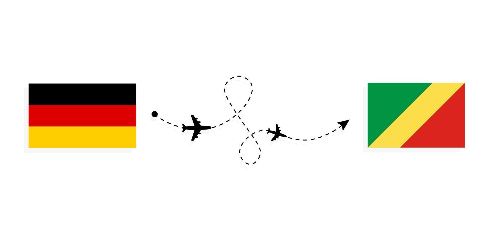 flyg och resor från Tyskland till republiken Kongo med passagerarflygplan vektor