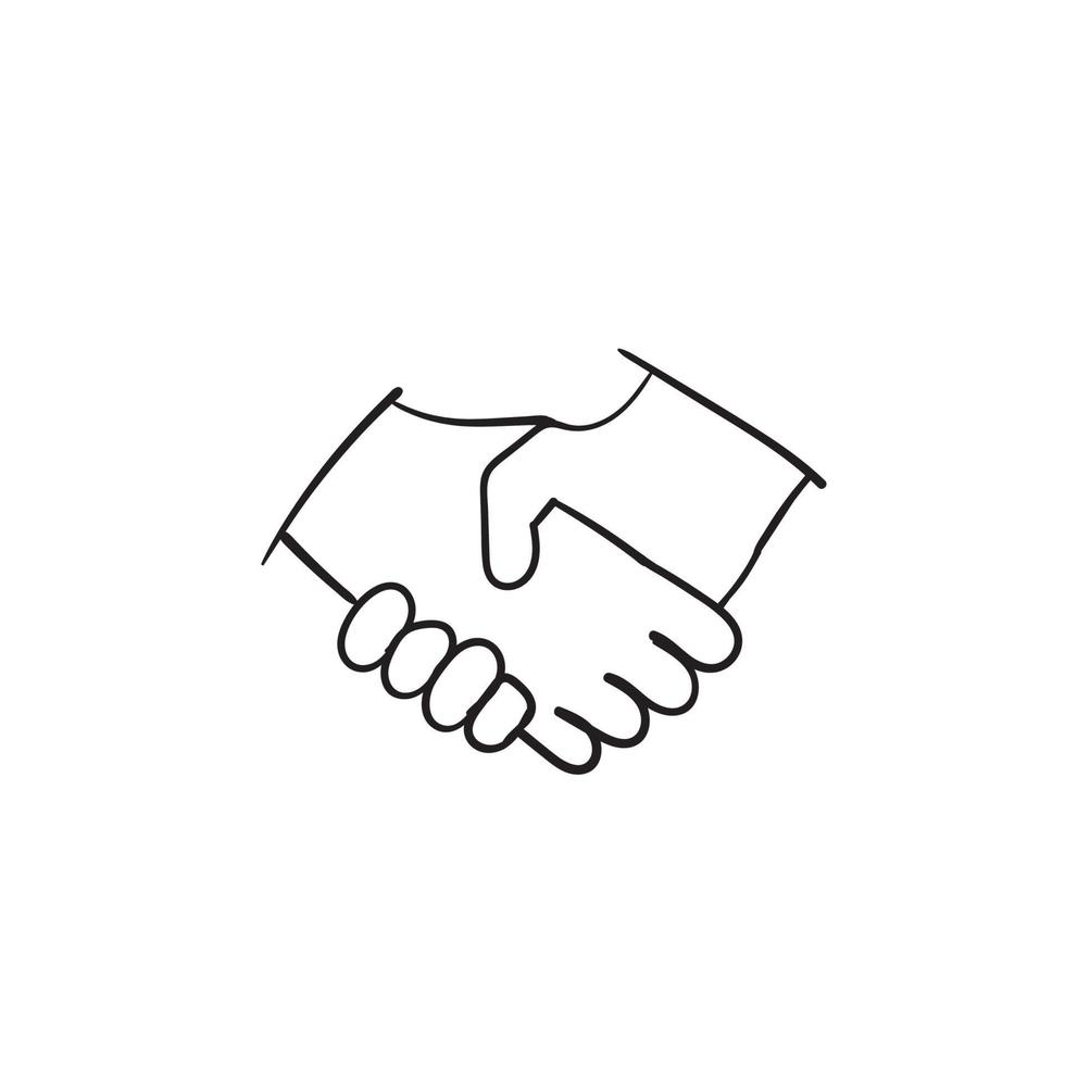 Handgezeichnete Handshake-Illustration mit Doodle-Stil-Vektor isoliert vektor