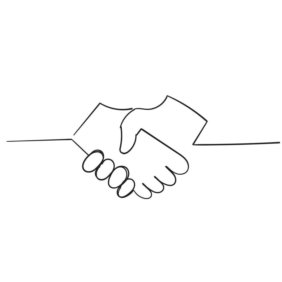 Handgezeichnete Handshake-Illustration mit Doodle-Stil-Vektor isoliert vektor